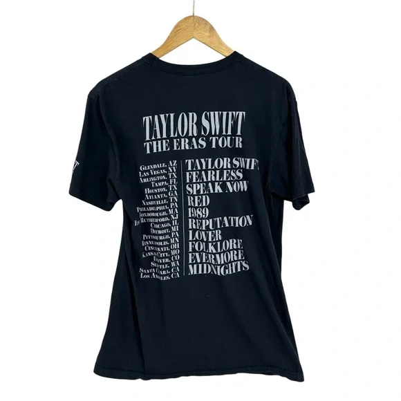 TAYLOR SWIFT The Eras Tour US Dates T-Shirt Black - Picture 2 of 5